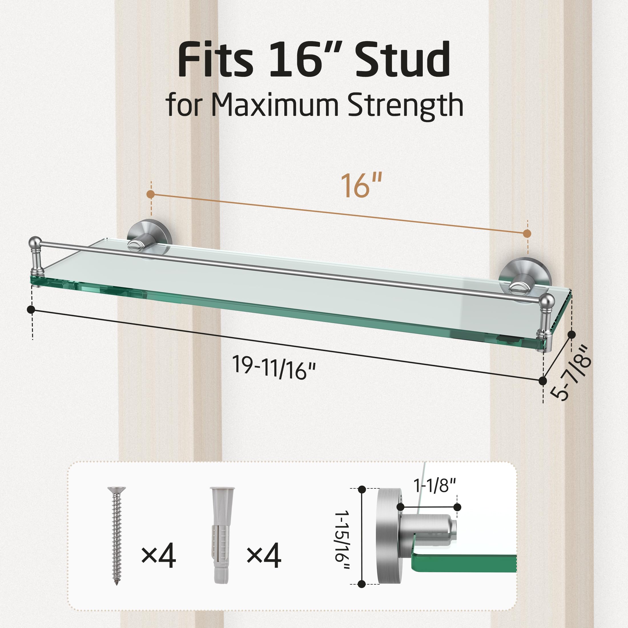 KES Duschablage Glas 50 cm, Glasregal Glasablage für Badezimmer