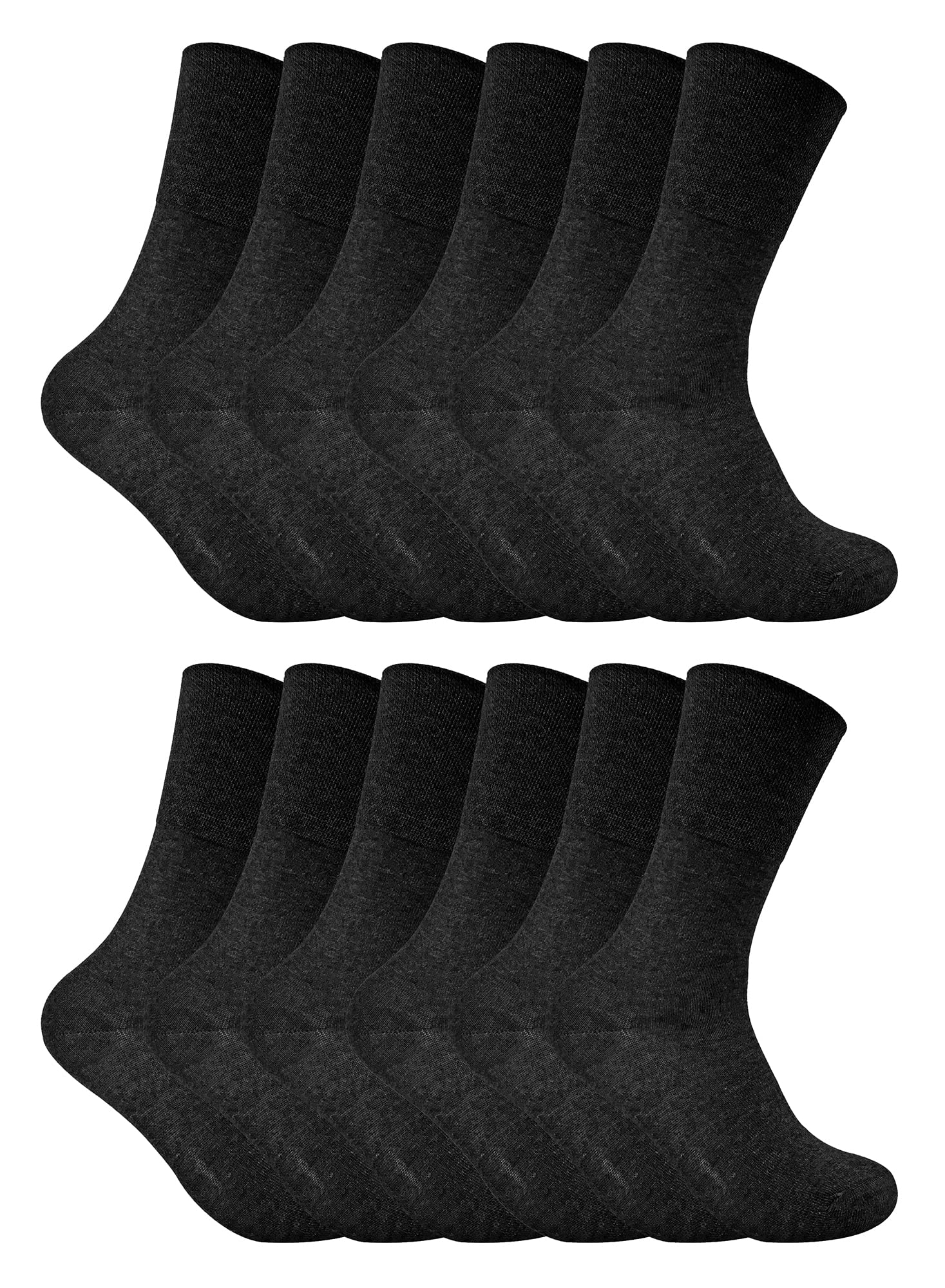 12 Pack Ladies Non Elastic Thermal Diabetic Socks | Sock Snob | Women Soft Top Socks for Poor Circulation (4-8, Black)