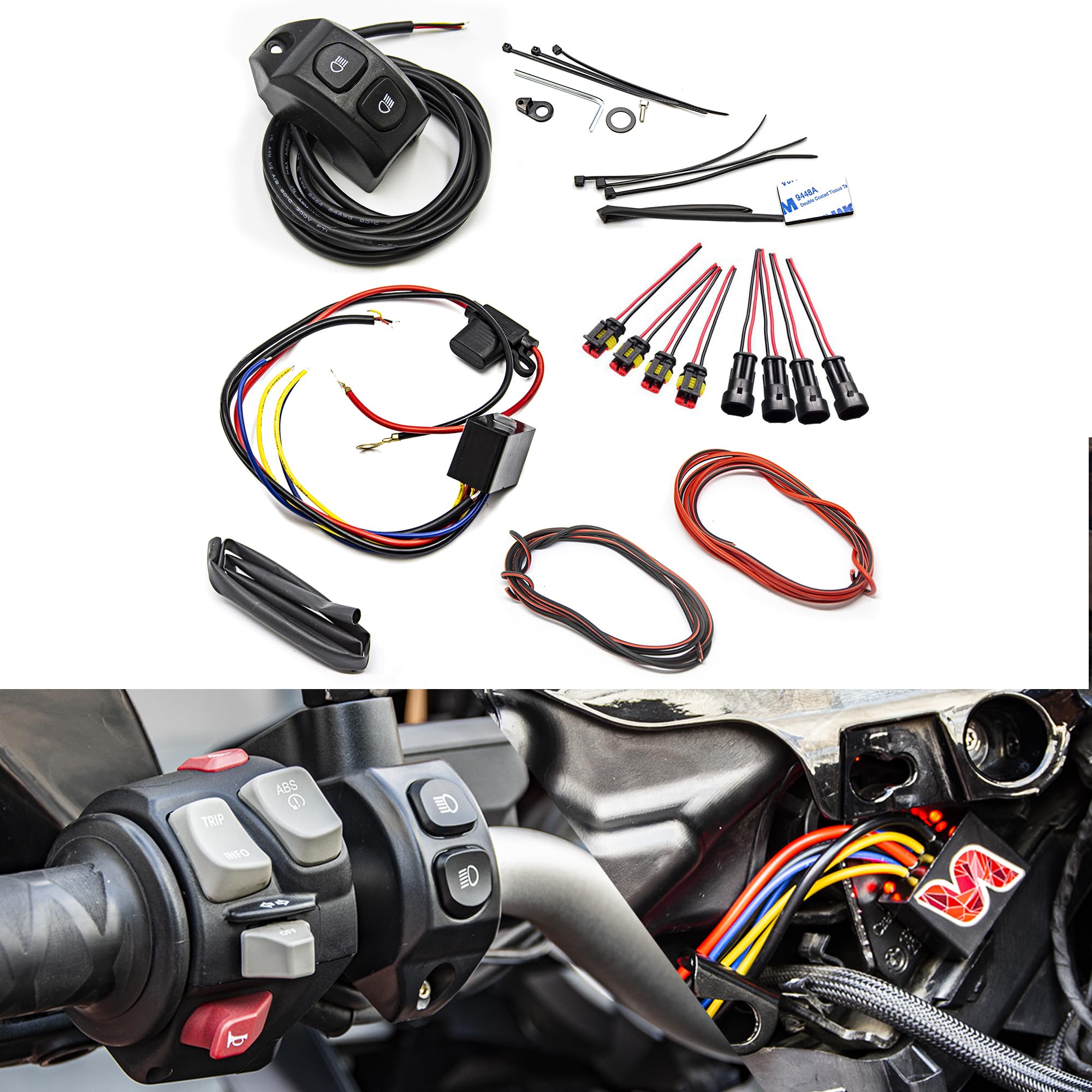 Pulsante moto accensione ausiliare Faretti SOTTOCHIAVE + Smart Relè R 1200 GS R 1250 GS F 750 GS F 850 GS R 1250 RT RS R 1200 R