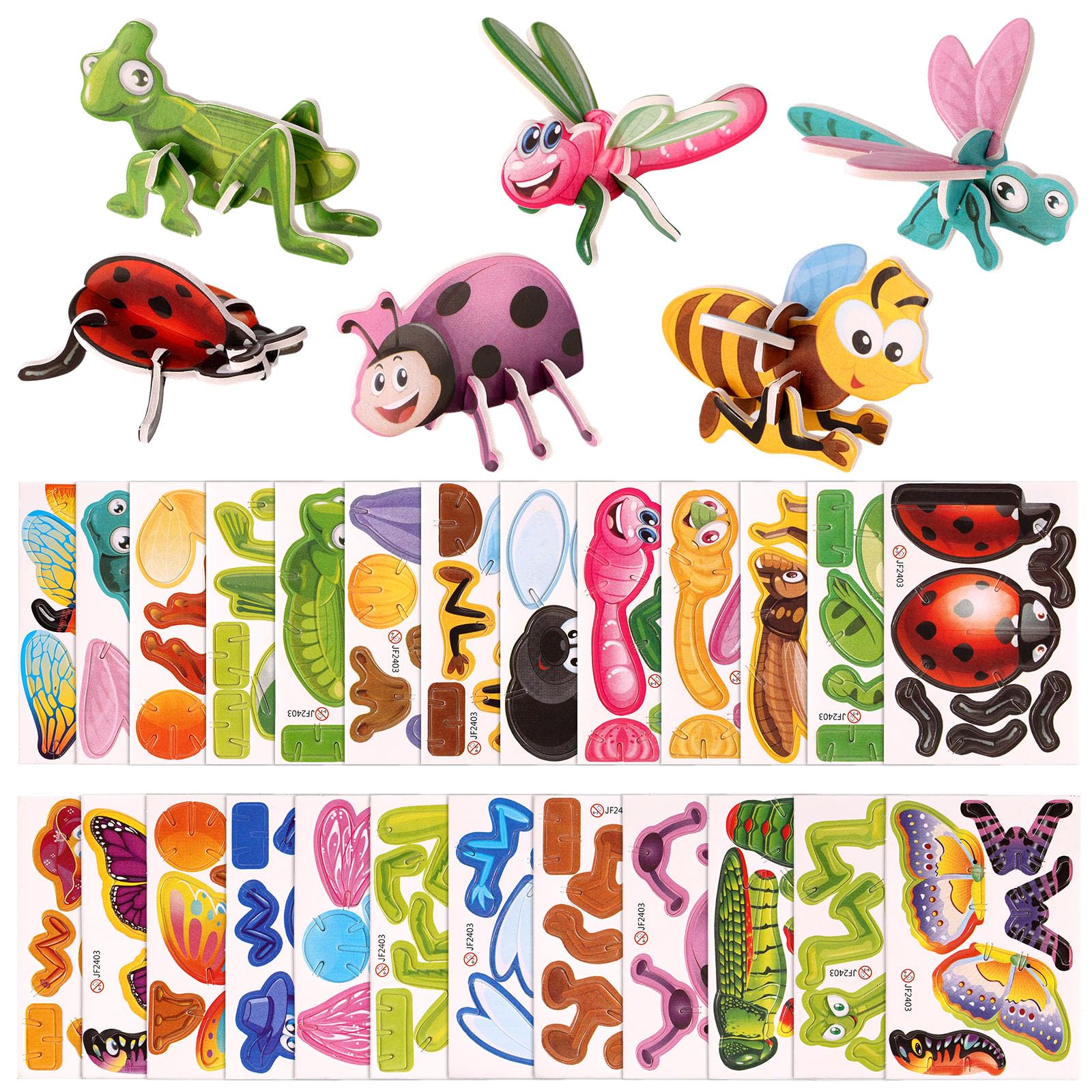 25pcs 3D Insect Paper Jigsaw Puzzle, Creative DIY Educational Insect Puzzle Learning Toy for Kids Classroom & Family Activity (25 Models)