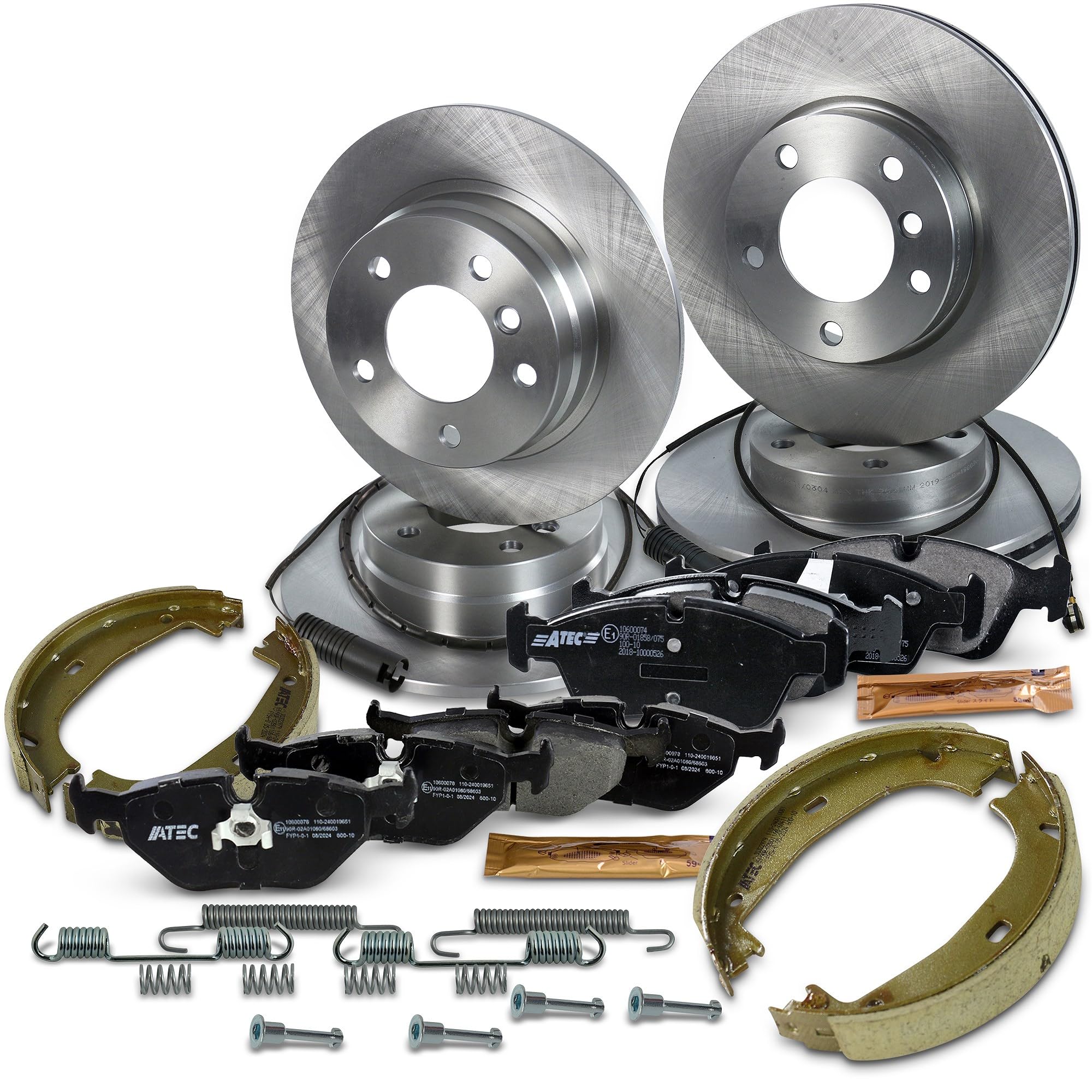 BESTPRICE Juego de frenos incl. discos de freno delanteros Ø 286 mm + traseros Ø 161 mm + pastillas de freno+zapatas de freno BMW 3 (E36), 3 Convertible (E36), 3 Coupé (E36), 3 Touring (E36)