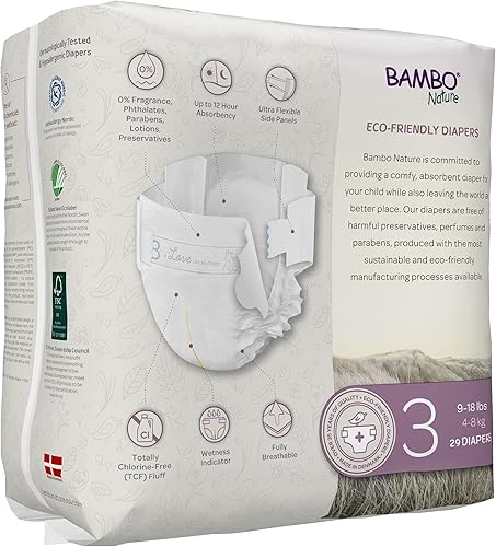 Miniatura 72 de Bambo Nature Pañales hipoalergénicos Dream Baby, pañales sostenibles con etiqueta ecológica de primera calidad, protección mejorada contra fugas,