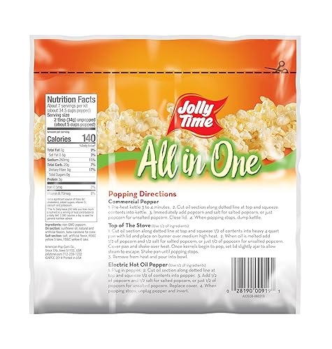 Miniatura 2 de JOLLY TIME Kit de palomitas de maíz todo en uno con aceite de girasol, paquetes de porciones con granos, aceite de girasol y sal para cine o