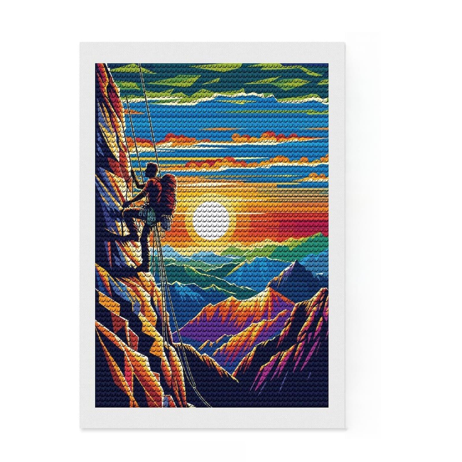 Junmoney Rock Climbing WPAP Popart Diamond Painting Set 8"x12", for Adults, Home Wall Decor, Easy to Enjoy, Christmas Gift, Nice Detail and Sparkle