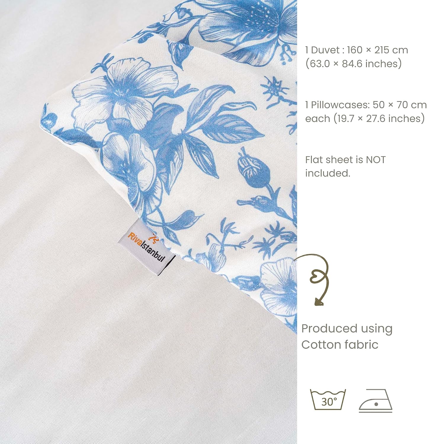 Cotton Duvet Cover Set for Full, Queen & King Beds | 3 Piece Bedding Set with Duvet Cover and Pillowcases, Soft Breathable Bed Linen for Adults & Couples (Geranium, 63.0 × 84.6 inch)