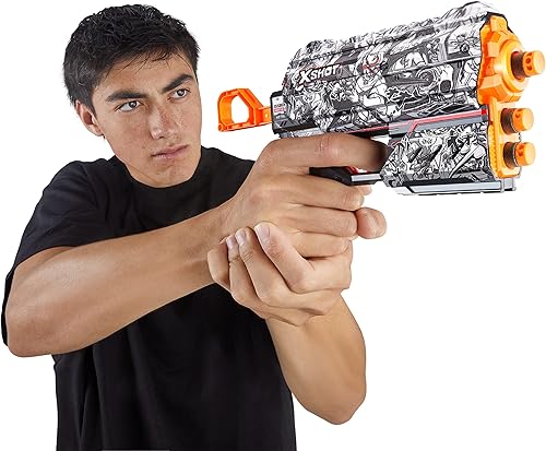 Miniatura 6 de XSHOT Skins Flux - Illustrate (paquete de 2 + 16 dardos) por ZURU, fácil recarga, tecnología de dardos de bolsillo de aire, lanzador de dardos