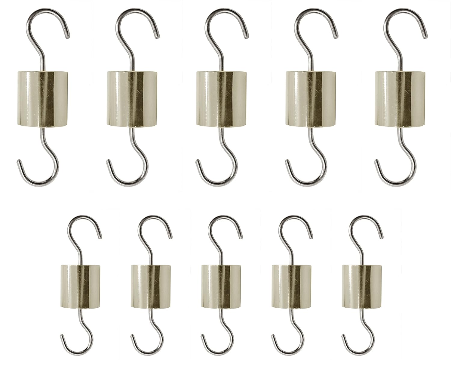 EISCO Cylinder Hooked Weights, Set of 10 - (5) 50g (5) 25g, Premium Brass - Retractable Hooks on Both Ends of Weight