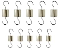 EISCO Cylinder Hooked Weights, Set of 10 - (5) 50g (5) 25g, Premium Brass - Retractable Hooks on Both Ends of Weight