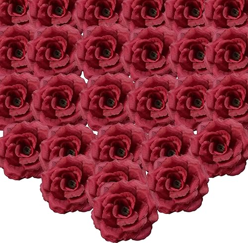 Miniatura 8 de Paquete de 50 rosas artificiales doradas para decoración, manualidades, cabezas de flores de seda sin tallo de 3 pulgadas para decoración de pared,