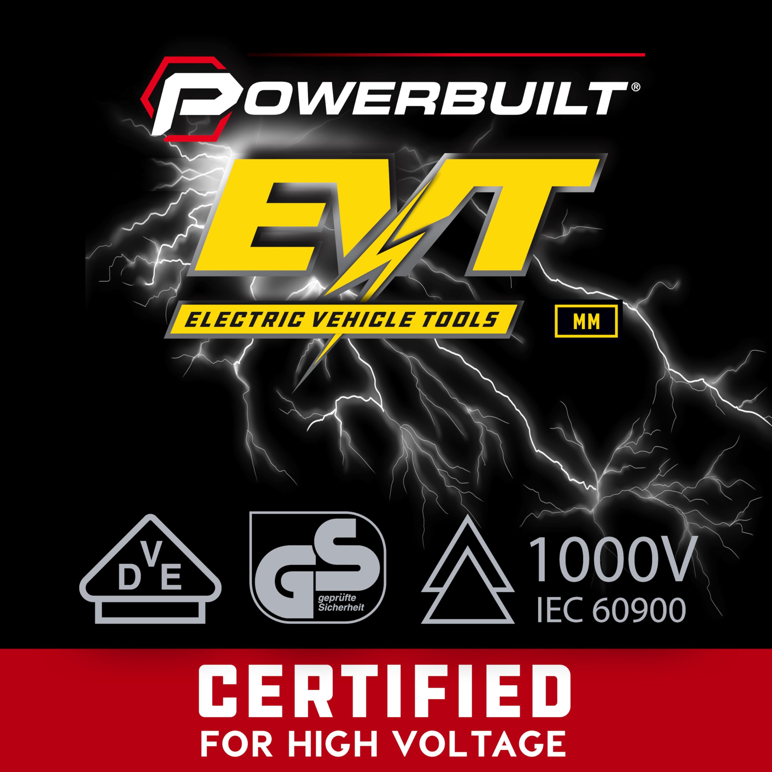 Powerbuilt Grzechotka VDE, izolowana z 72-zębowymi przekładniami, wysokiego napięcia pojazdów elektrycznych i hybrydowych, naprawa domu, certyfikowana jakość - 642948