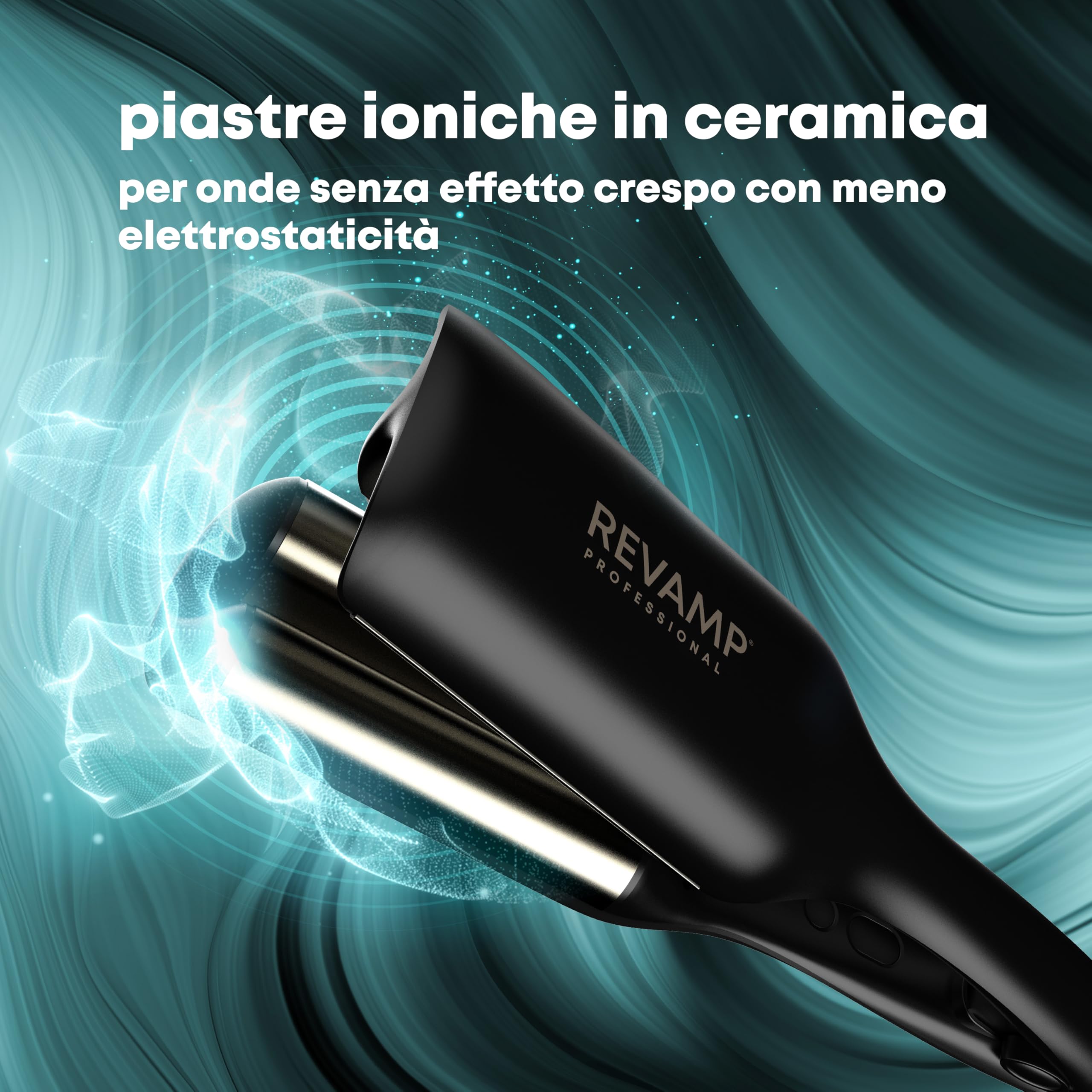 REVAMP Beach & Volume Piastra per Onde Ceramica 2 in 1 - Progloss | Arricciacapelli, Beach Waves Voluminose, Onde Larghe Stile Sirena, per Capelli Lunghi o Mossi