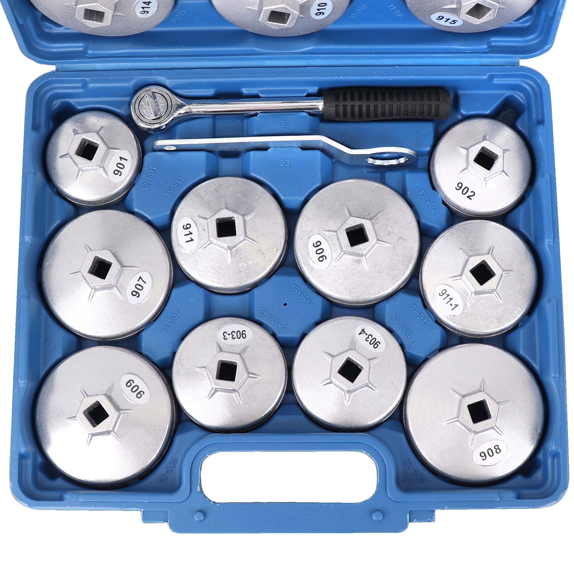 TC TECHNIC Lot de 23 bouchons de filtre ŕ huile en aluminium moulé sous pression pour clé de filtre ŕ huile