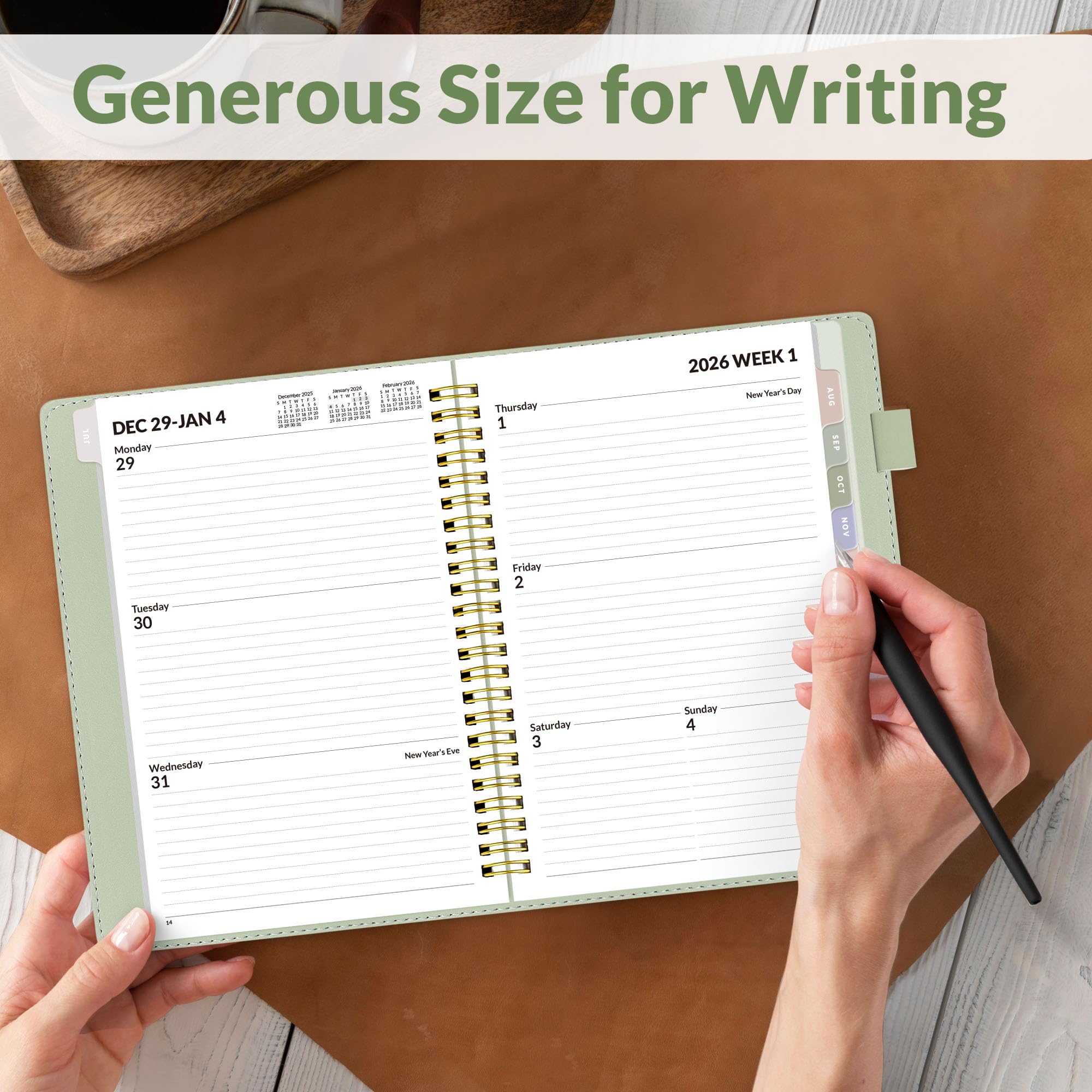 SUNEE 2026 Weekly Monthly Planner 6 4x8 5- 12 Month January 2026 - December 2026 Vegan Leather Cover — view 4