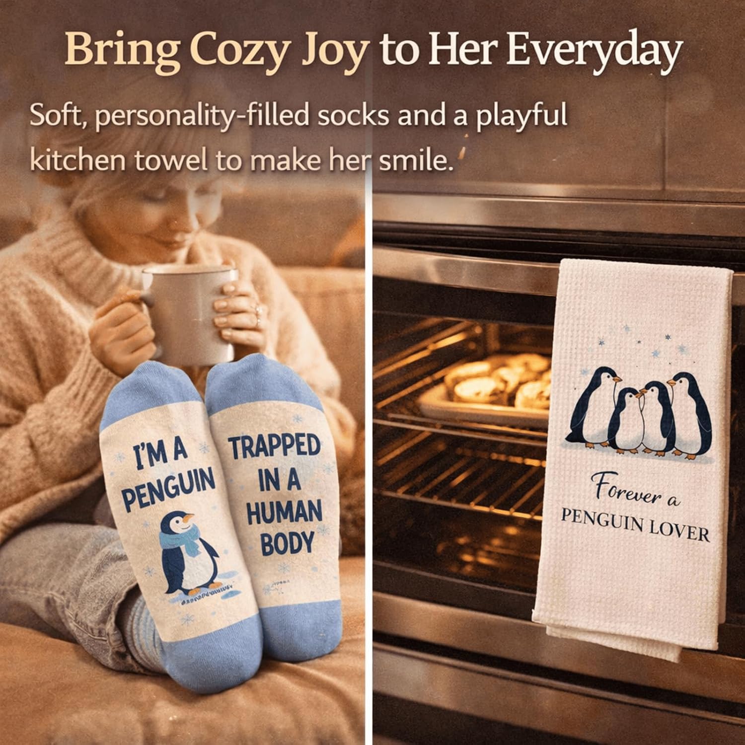 5-Piece Penguin Gift Set for Women - Cute Themed Accessories Bundle for Animal Lovers, Birthday & Christmas