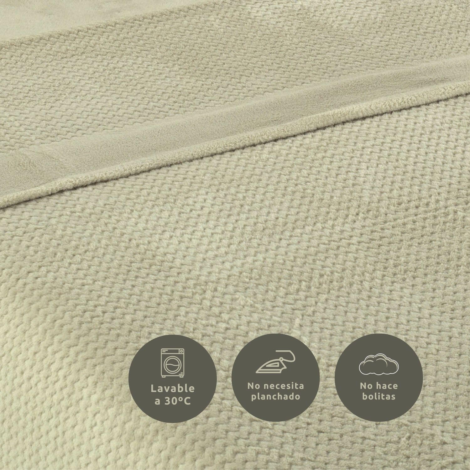 Donegal Collections - Juego de Sabanas Coralina Cama 150 - Set 3 Piezas Bajera Ajustable, Sábana Encimera y Funda Almohada - Sabanas Coralina 150 - Sábanas 150 x 190 - Sabanas Invierno - Beige