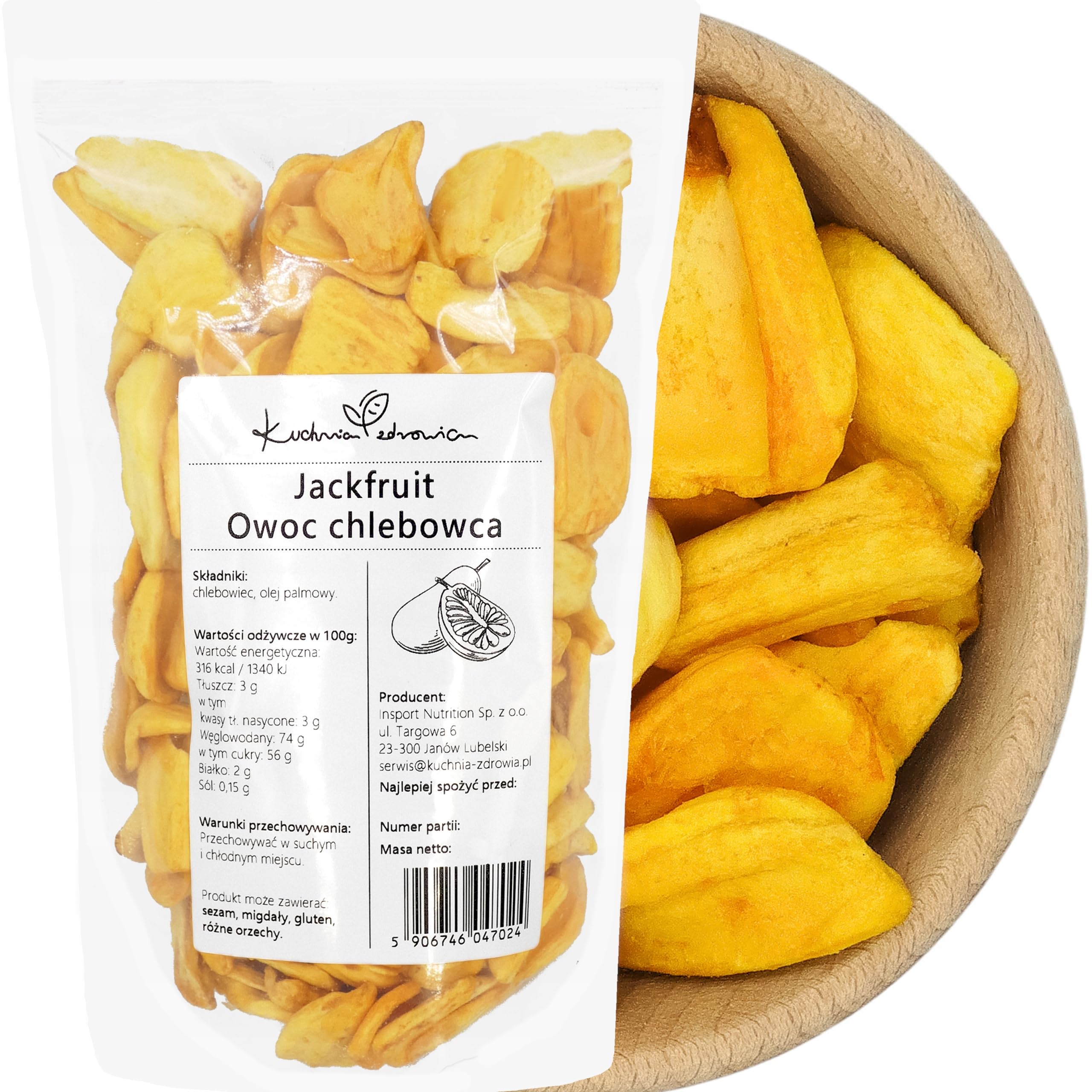 Jackfruit Séché Naturel 500g - Fruit Du Jacquier En Morceaux, Snack Fruité Riche En Fibres, Idéal Pour Collations, Muesli, Desserts Et Cuisine Vegan, Kuchnia Zdrowia