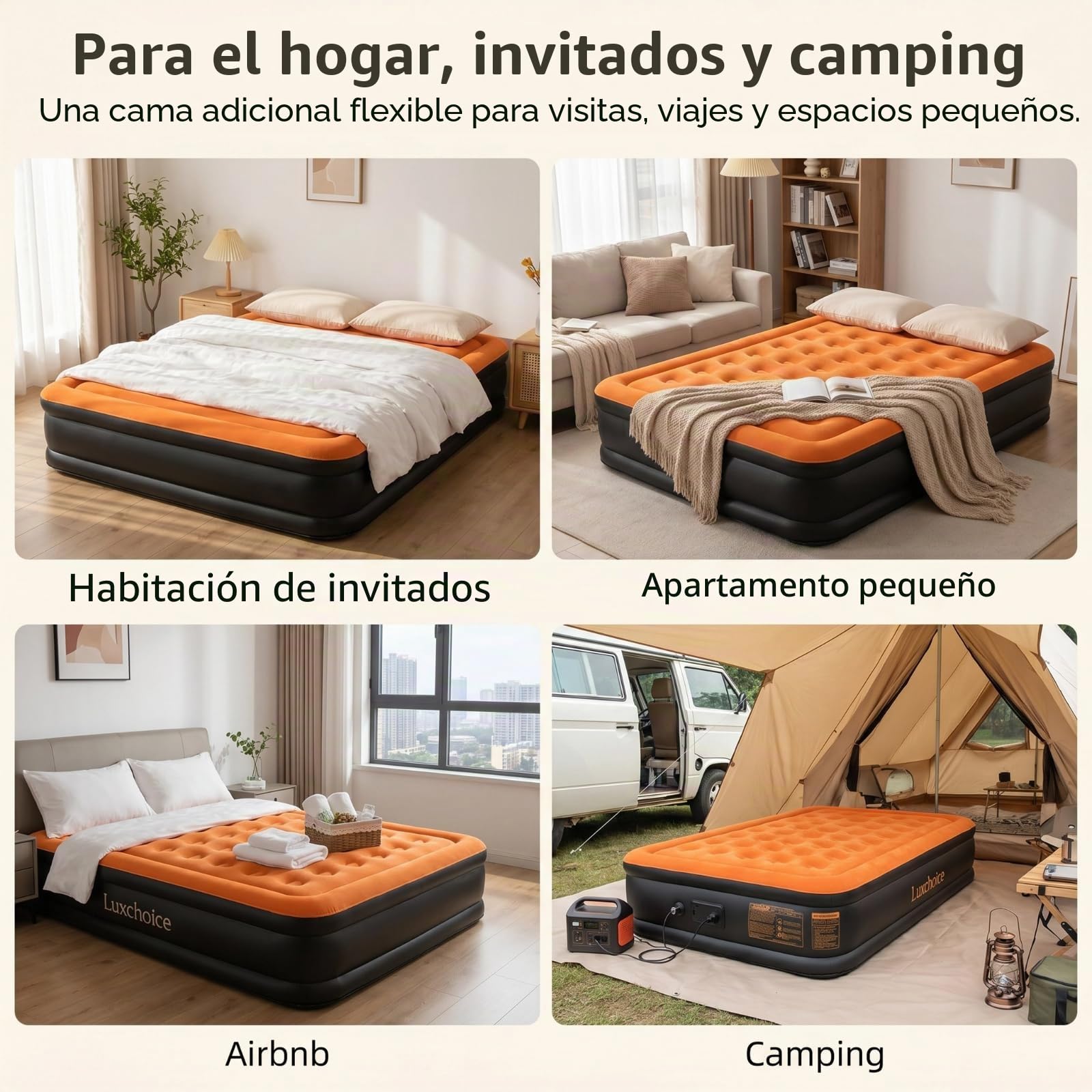 Luxchoice Cama de Aire Colchón de Aire Autoinflable con Bomba Eléctrica Cama de Invitados Premium Colchón Inflable para Camping o Uso Doméstico