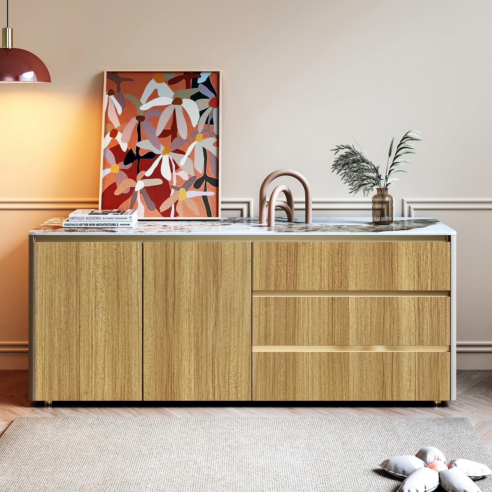 Stickyart Carta da Parati Cucina Mobili Legno Marrone 90cm X 400cm Pellicola Adesiva Per Mobili Marrone Rivestimento Parete Mattonelle Adesive Cucina Rimovibile Impermeabile Per Bagno Armatio Tavola