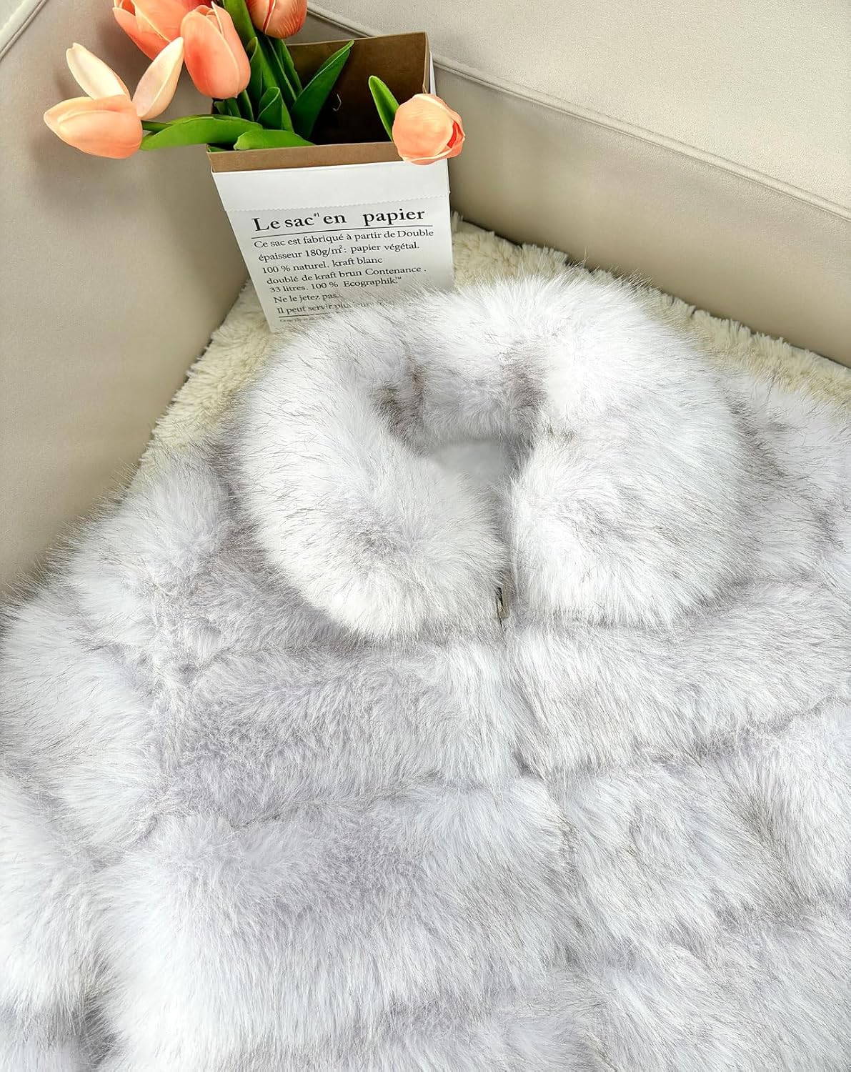 loveimgs Women Fluffy Faux Fur Coat Cropped Jacket Puffer Jacket Zip Up Winter Warm Fuzzy Teddy Jacket - Image 2