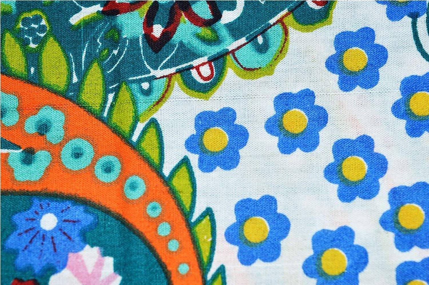 Tessuto Di Cotone Indiano Yard Con Stampa Floreale - Turchese, Larghezza 44 Pollici - 3 Yard