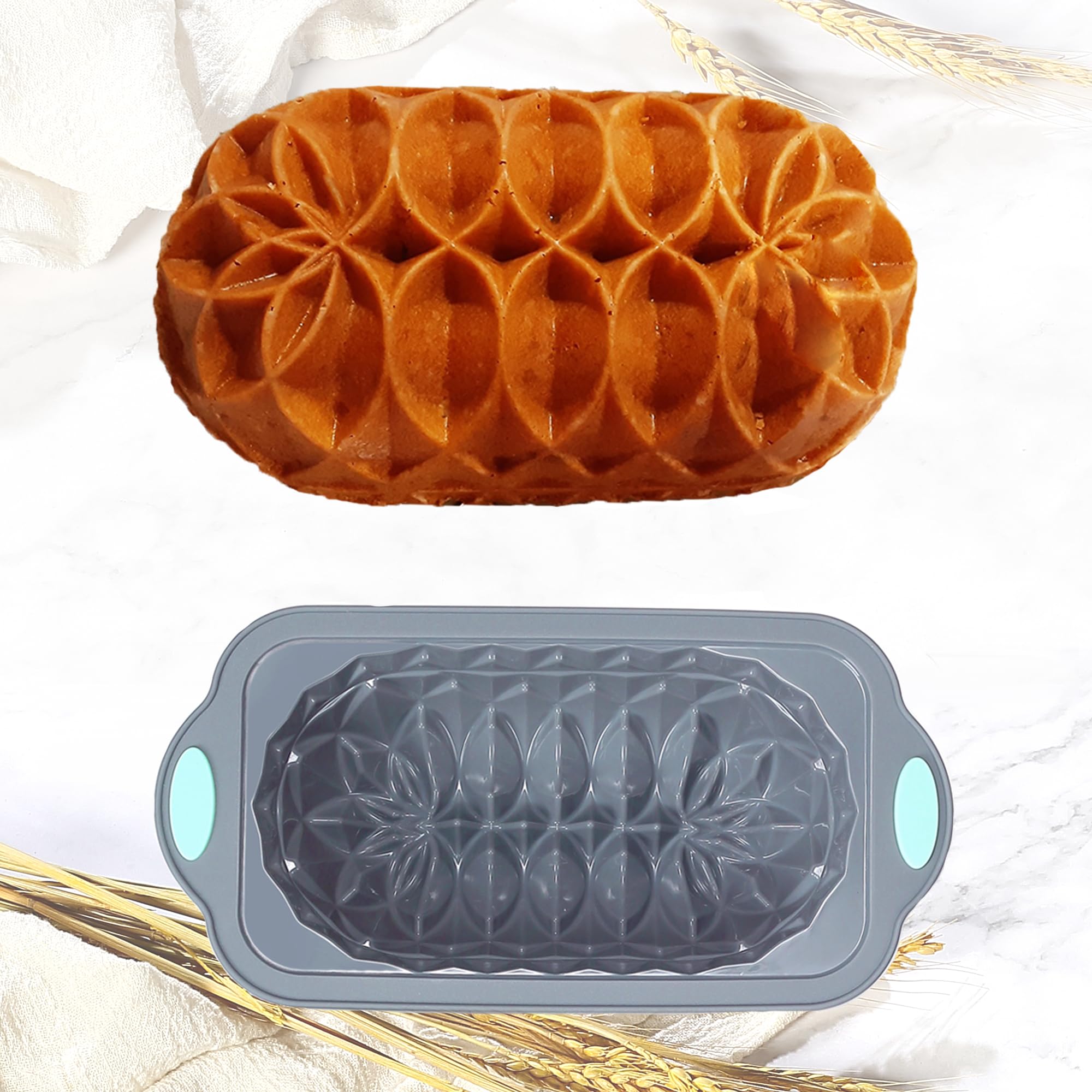 Tongjude 4 pezzi Pan di silicone per la cottura del pane, Pan di cucina antiaderente per il forno, perfetto per pane alla banana, torta di libbre e polpettone, 4 tazze, grigio
