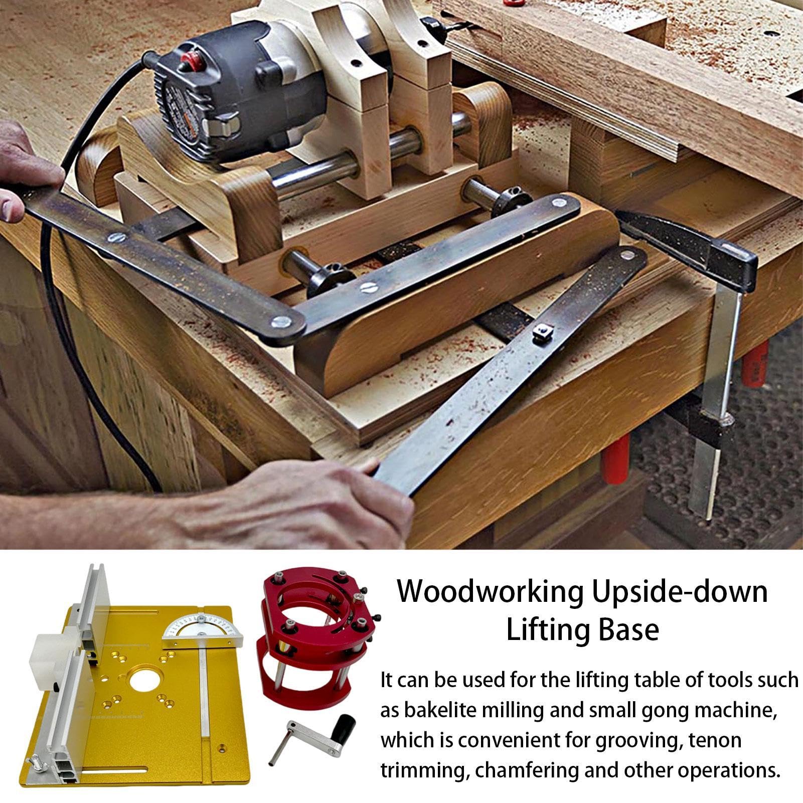 Elevador para Mesa de Fresadora Antióxido Con Escala Clara Y Práctico | Placa Base De Inserción Para Sierra Mesa Máquina Grabadora Para Madera, Recortadoras Pequeñas, Motores Y Elevación Mesa