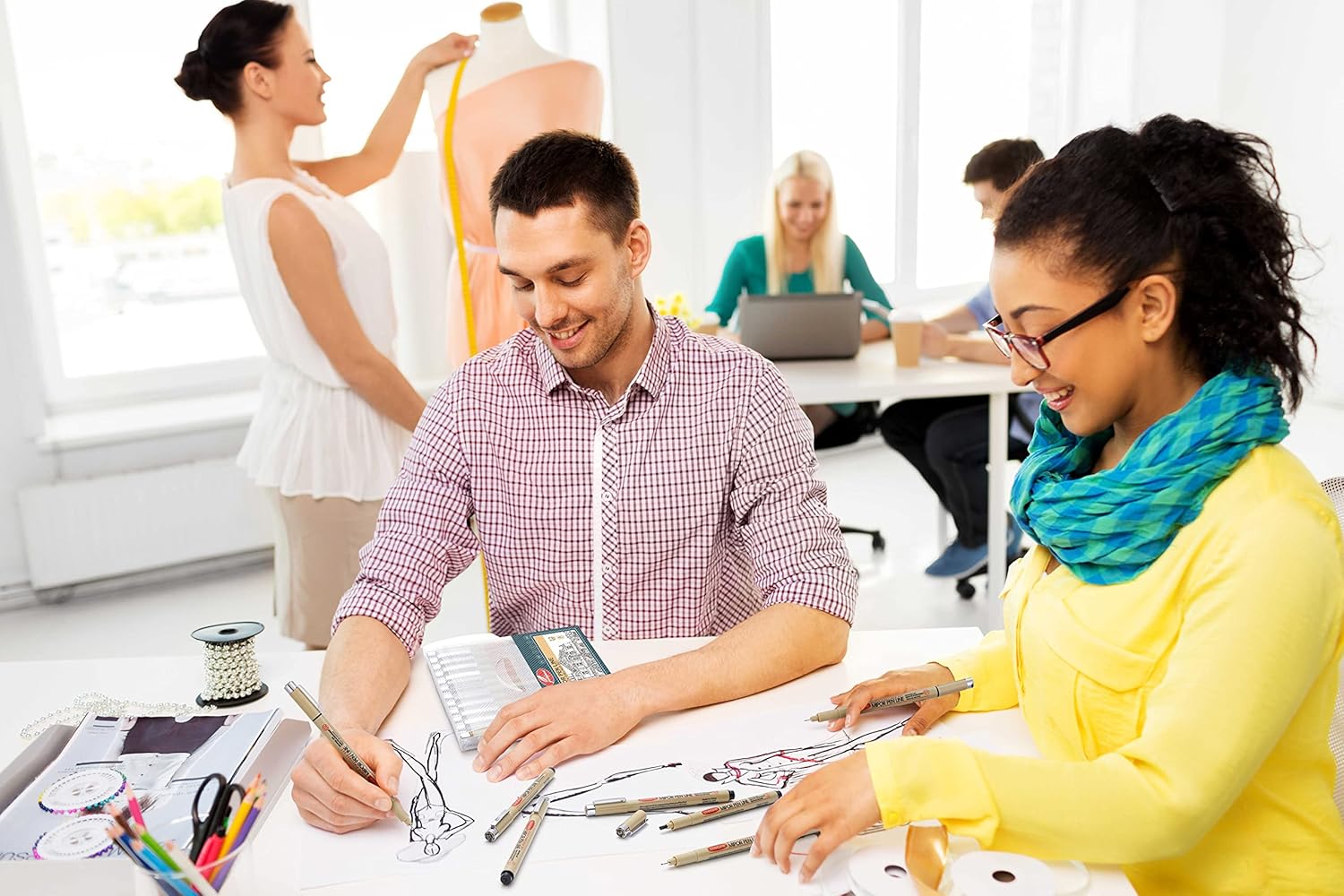 Micro Fineliner Drawing Art Pens: 12 Black Fine Line Waterproof Ink Set Artist Supplies Archival Inking Markers Liner Professional Sketch Outline Anime Sketching Artist Illustration Watercolor thumbnail