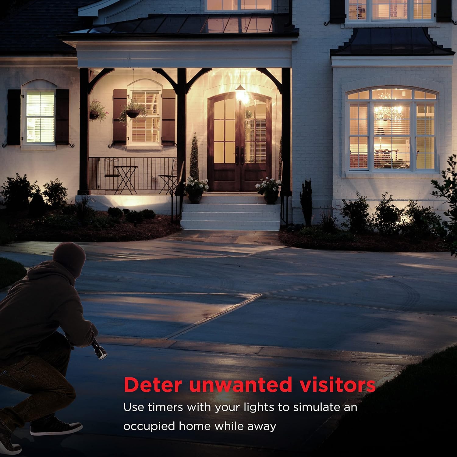 UltraPro Outdoor Light Timer, Dusk-to-Dawn, 2-Outlet Grounded, Simple Set, Ideal for Seasonal décor, Outdoor Lighting, Weather-Resistant, Works with LED, CFL, Incandescent, & Halogen Bulbs, 70303