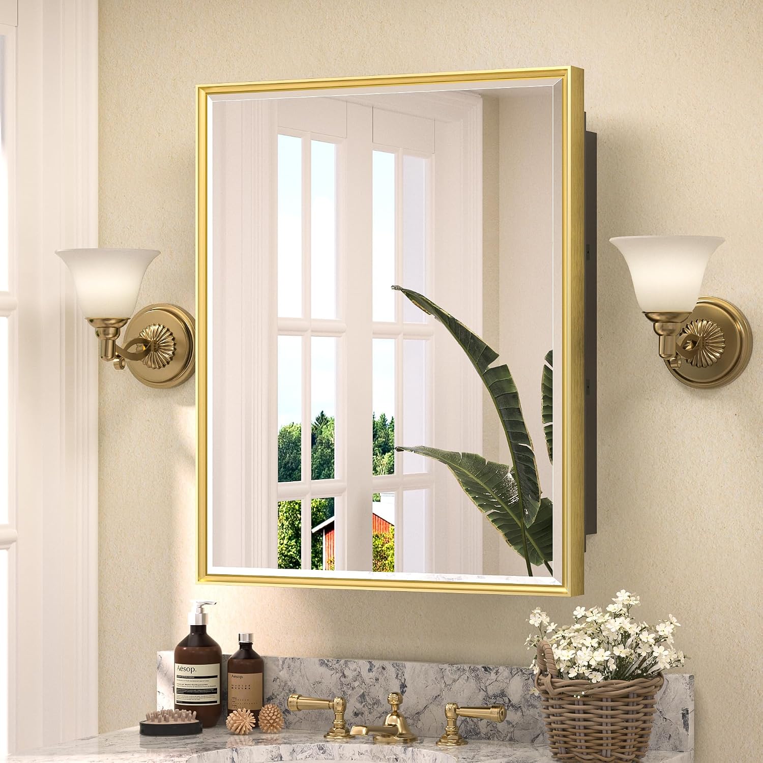 TETOTE 20x26 Inch Medicine Brushed Gold Frame with