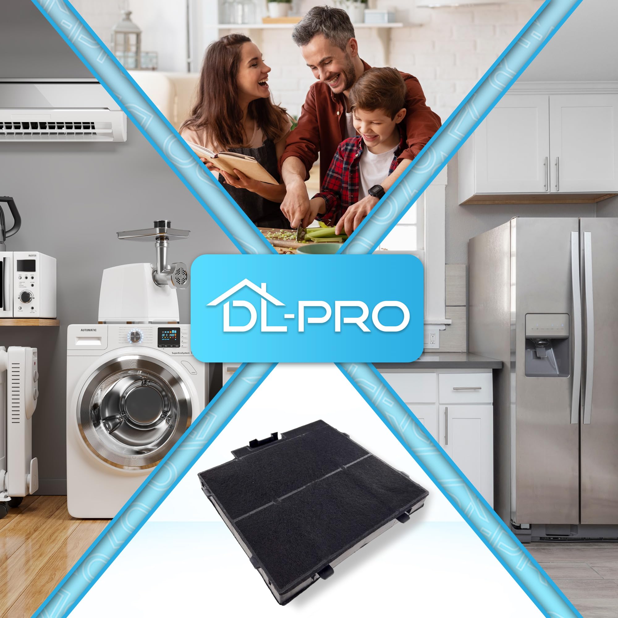 DL-pro Filtro ai carboni attivi, 232 x 226 mm, adatto per Siemens Bosch Constructa Neff 11022296 LZ10DXA00 DWZ0DX0A0 CZ51DXA0X0 Z51DXA0X0 per cappa aspirante