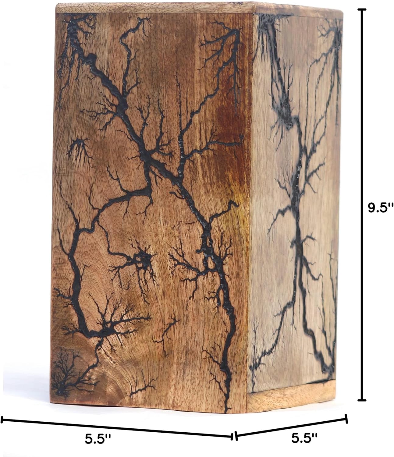 Wooden Urn Box Funeral Cremation Urns for Human Ashes Adult Large - Burial Urns for Columbarium - Fractal Burn Wooden Urn Box - Cremation Urns for Adult Ashes up to 172lbs (9.5" x 5.5" x 5.5")