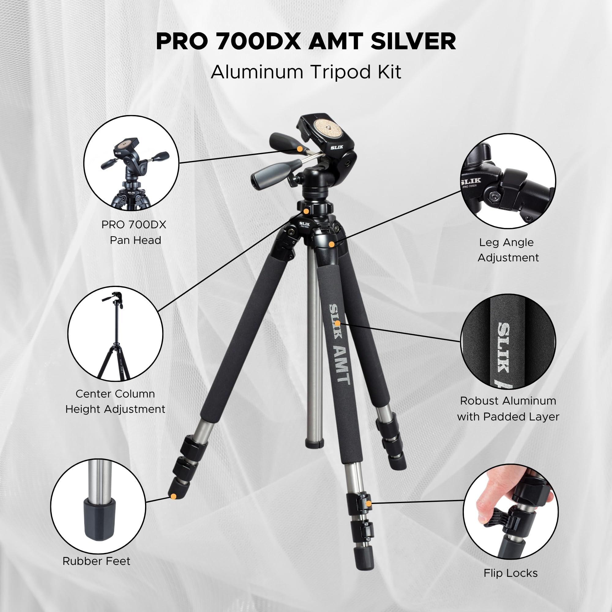 Amazon.com : SLIK Pro 700 DX Tripod with 700DX 3-Way, Pan-and-Tilt