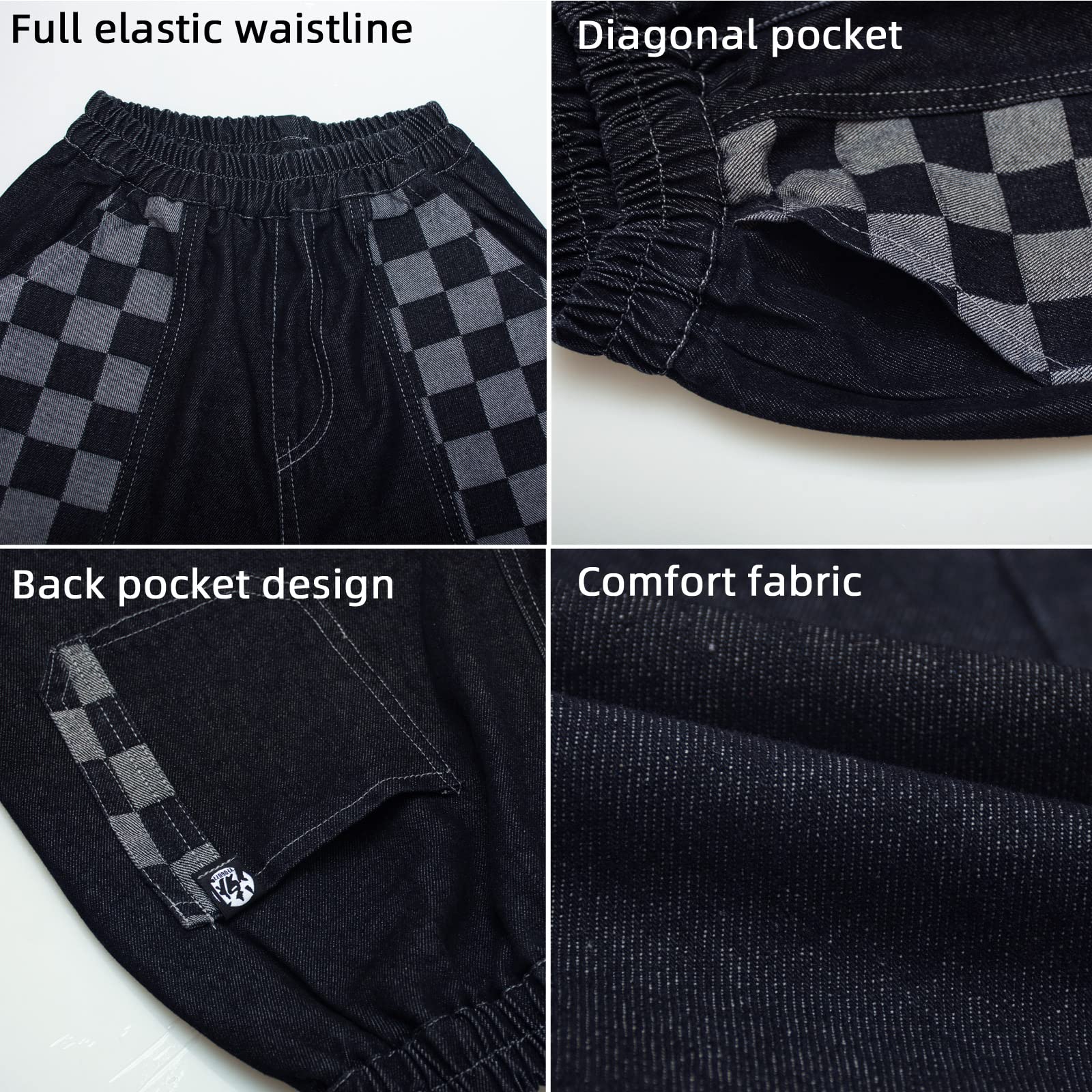 MEILONGER Baggy Jeans chłopięce dziecięce elastyczne spodnie ze stretchem w talii, modne spodnie jeansowe