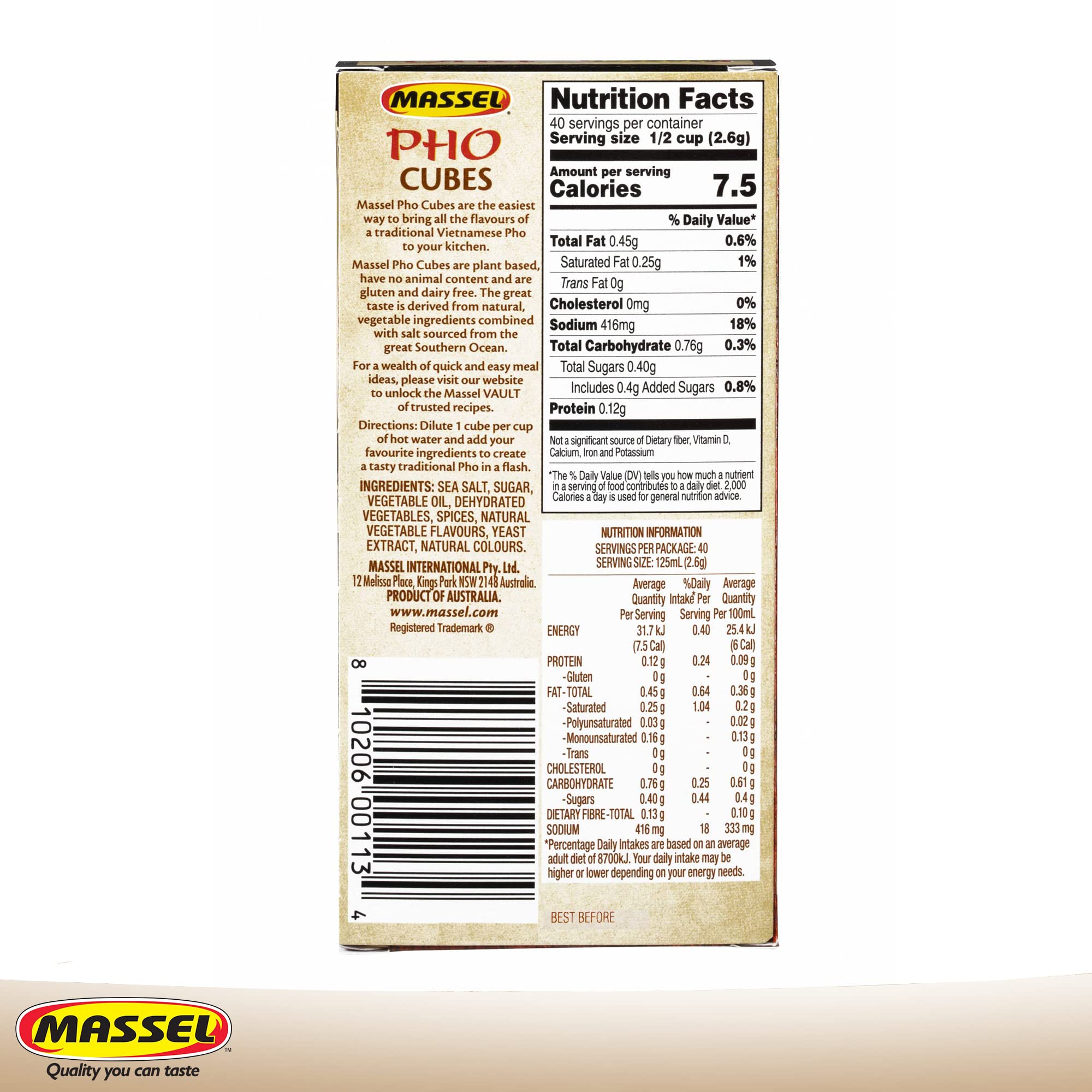 Massel Cubos asiáticos caldo instantáneo sin gluten sabor pho paquete 6 x 105 g