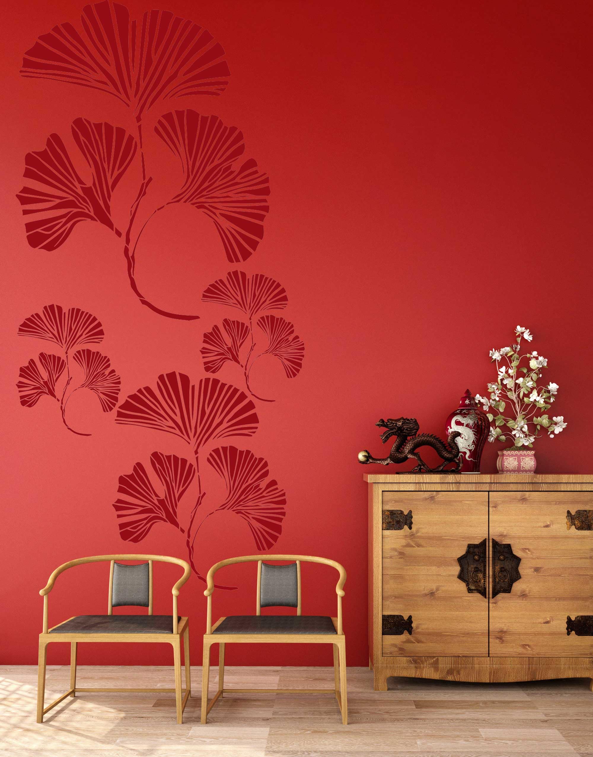 ED Laser Studio Gingko Leaf Large Walls Stencils Paint Furniture Canvas Fabric Wood Patio Floor Home Decor Garden Concrete Crafts Art - Reusable Template FL180