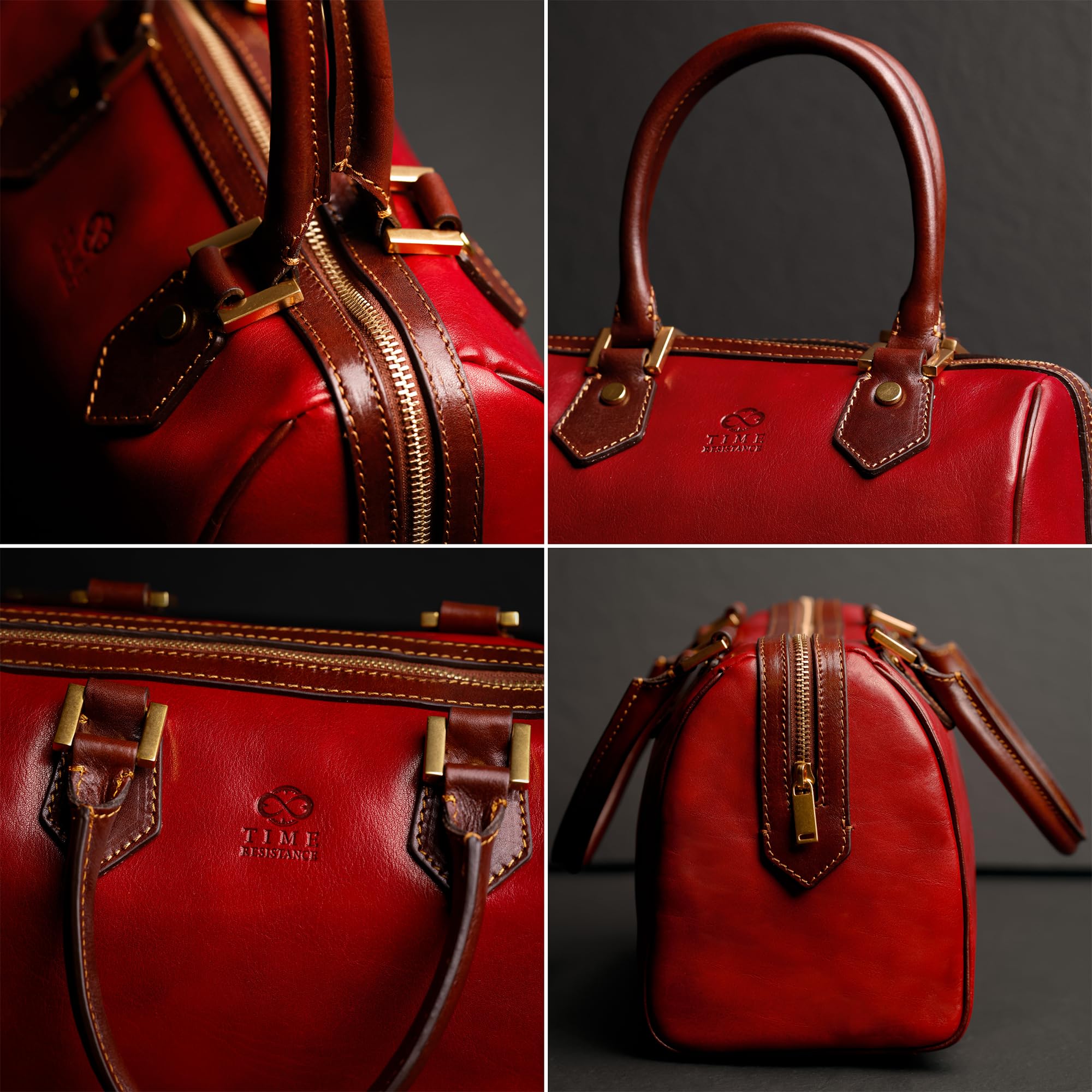 Time Resistance Bolso de Mano para Mujer de Piel - Hecho a Mano en Italia - Bolso Ideal para Todos los Días o para Ocasiones Especiales