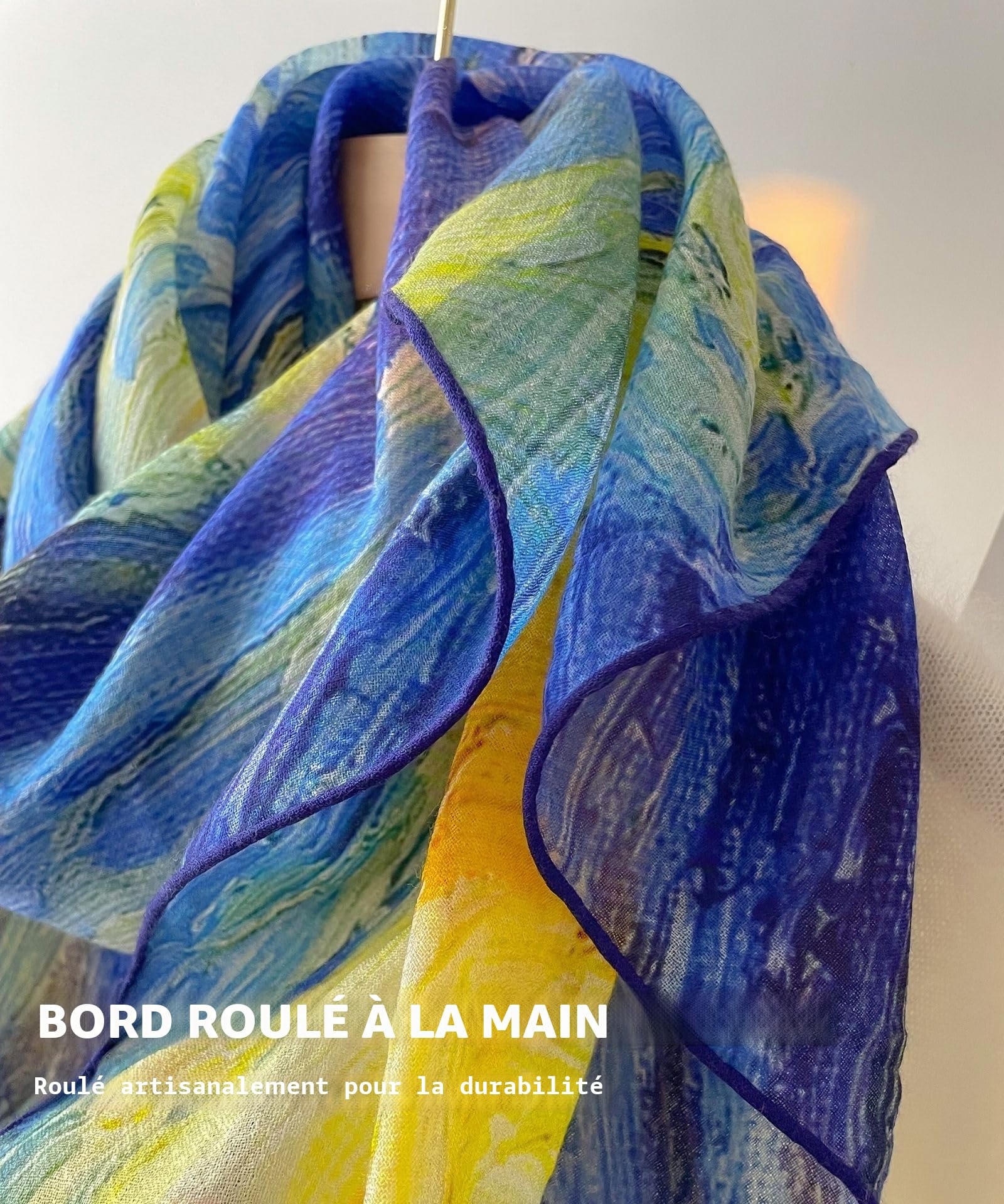 PoeticEHome Écharpe Cachemire Femme 90x90 cm - Châle Carré Artistique Ultra-Léger, Idée Cadeau Élégante