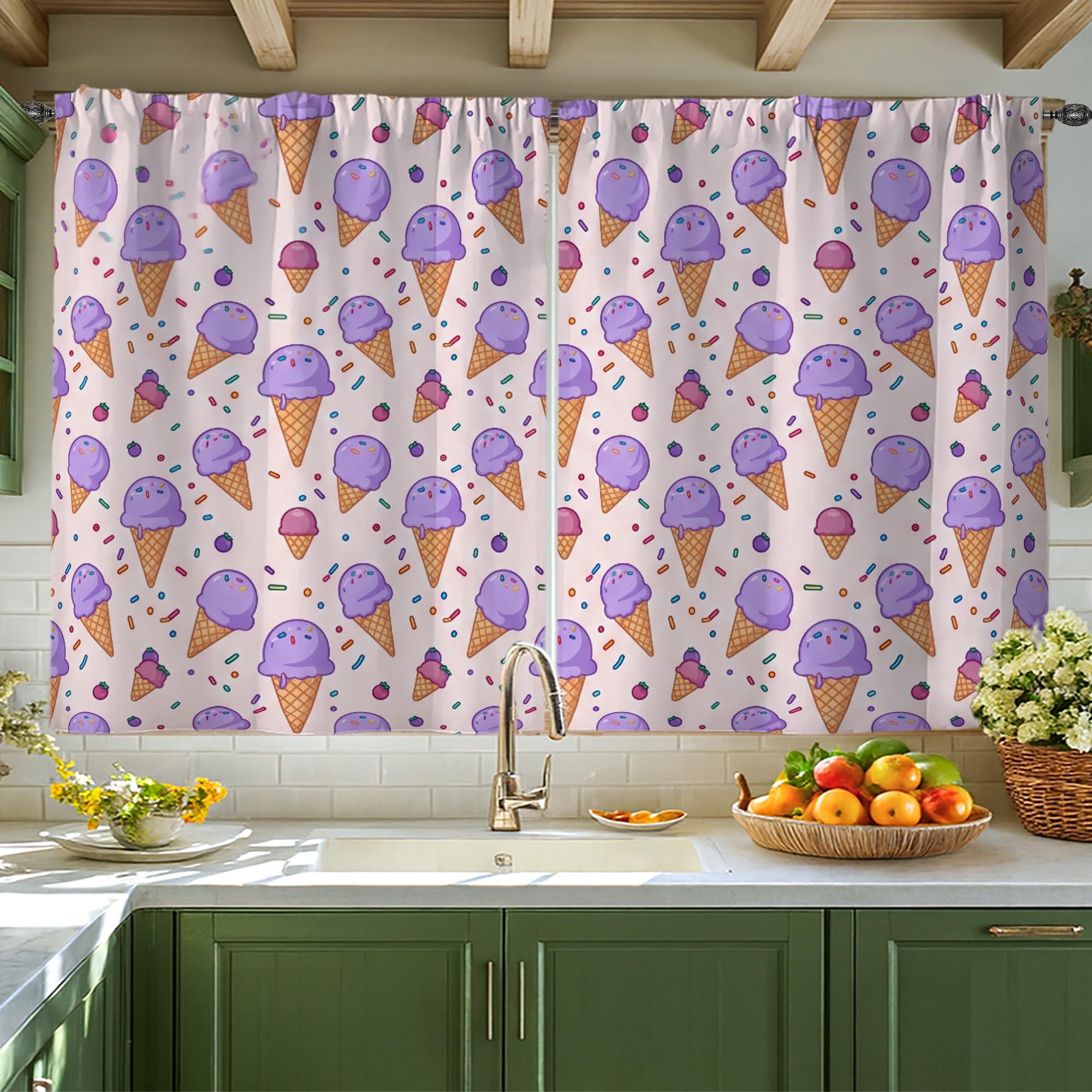 Rideau court pour cuisine fenêtre au-dessus évier 106x114cm
