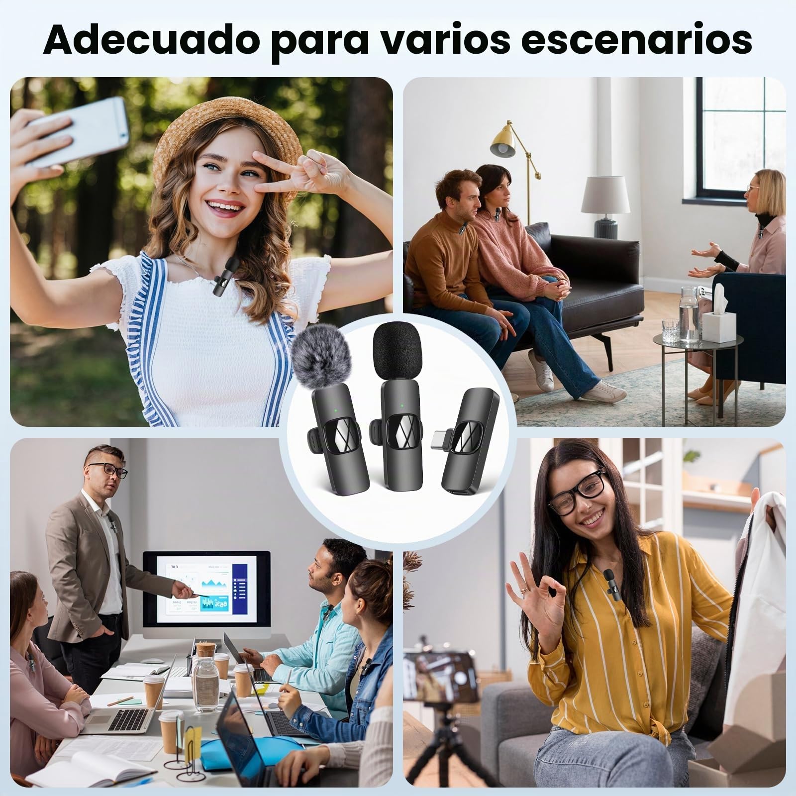 Micrófono Lavalier inalámbrico para iPhone/teléfono Android/computadora, micrófono de solapa USB C para grabación de video, vlogging, TikTok, YouTube, reducción de ruido, micrófono de clip Plug Play