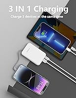 Vista 5 de Banco de energía ultra delgado de 6000 mAh, batería externa de 3 salidas compatible con iPhone, Samsung, color blanco plateado