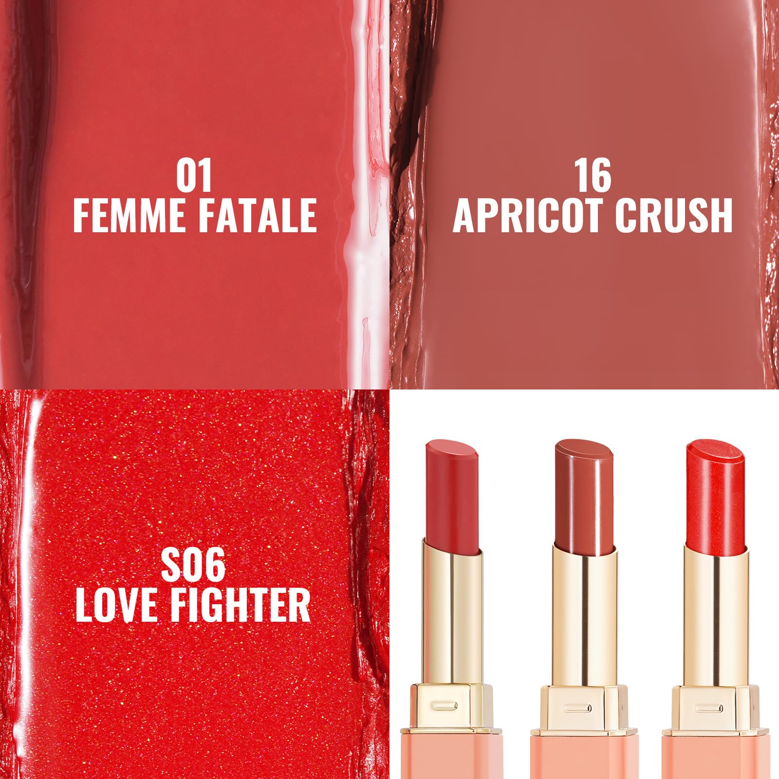 Oulac Red Lipstick & Peach Lipstick Set, Lip Colour Moisturizing Formula, Medium Coverage - Image 2