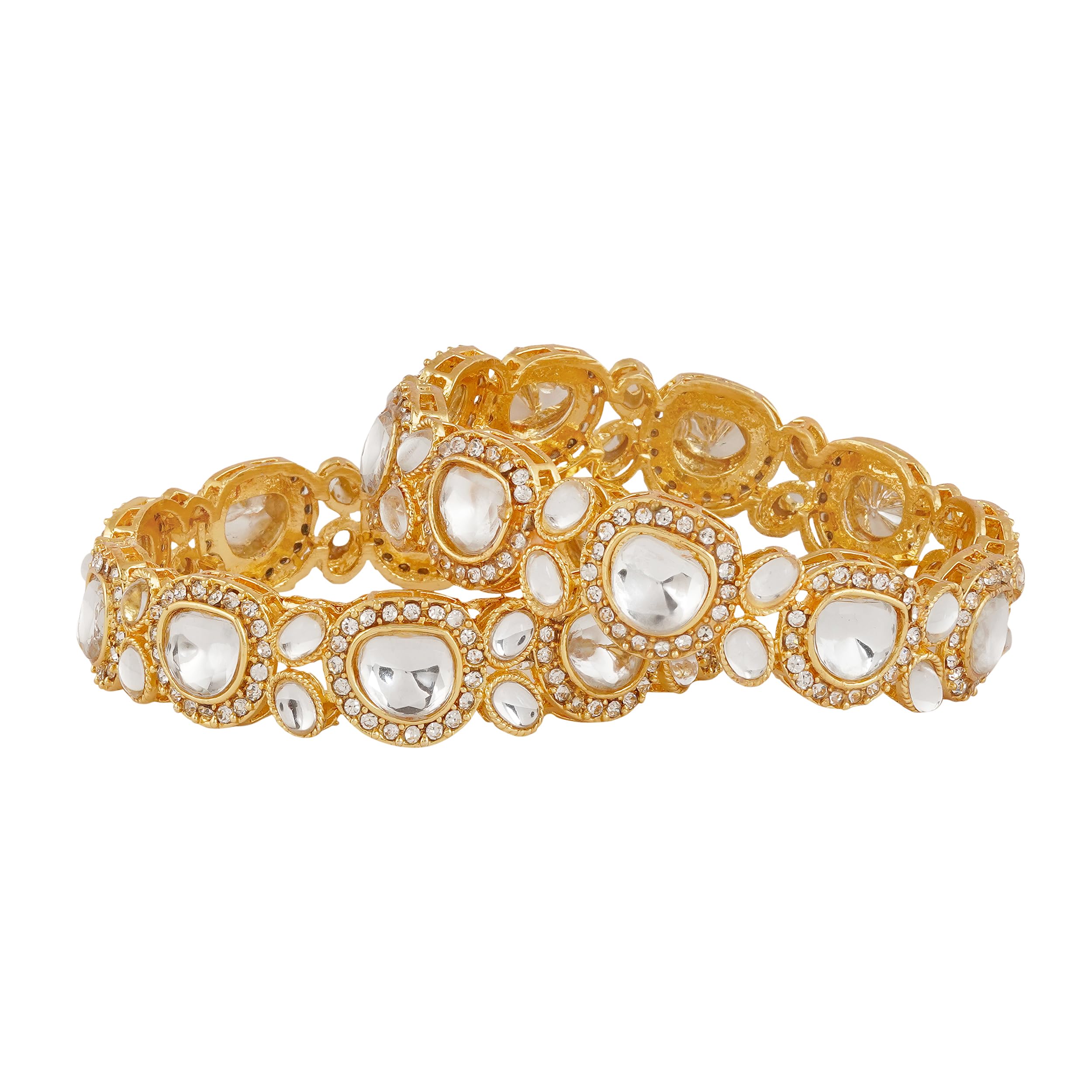 Mansiyaorange Two Broad AD Kundan Stone Gold Plated Bangles/Bangdi/Chudi for Women(2. 6) (B0CD61GCCG) Amazon Price History, Amazon Price Tracker