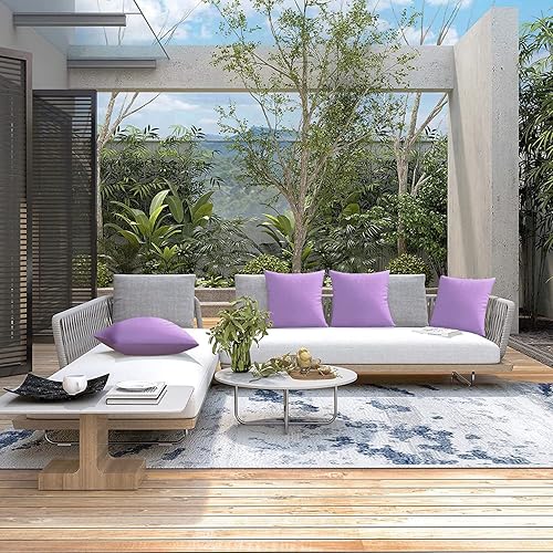 Miniatura 8 de VAKADO Juego de 2 fundas de almohada impermeables para exteriores de 18 x 18 pulgadas, fundas decorativas moradas para muebles de patio, decoración