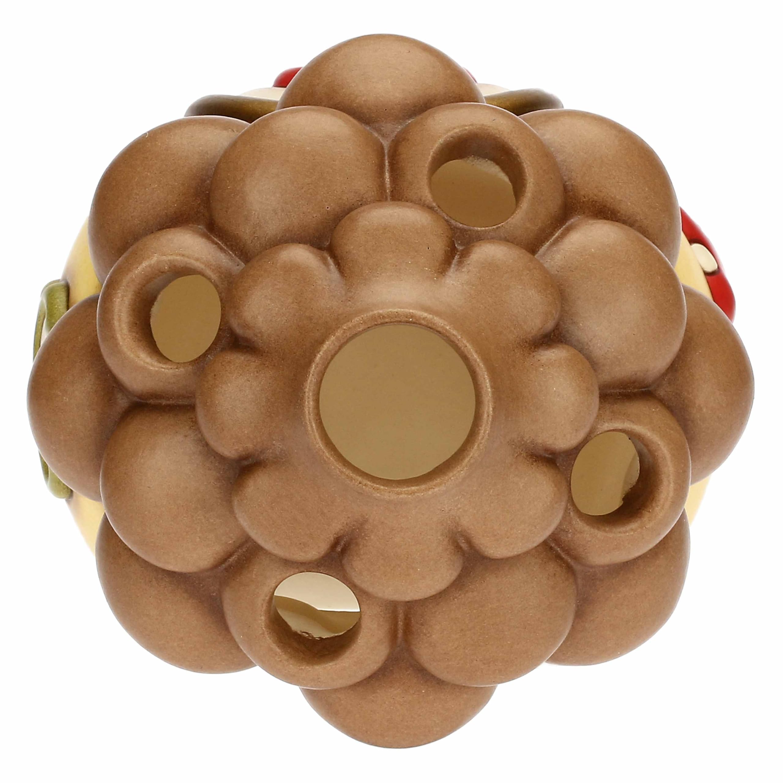 THUN, Porta Tea-Light, Casetta a Forma di Pigna in Ceramica, Linea Inverno Incantato, Accessorio tè da Collezione per Cucina, Idea Regalo per Natale, 10.8 x 10.6 x 10.1 cm