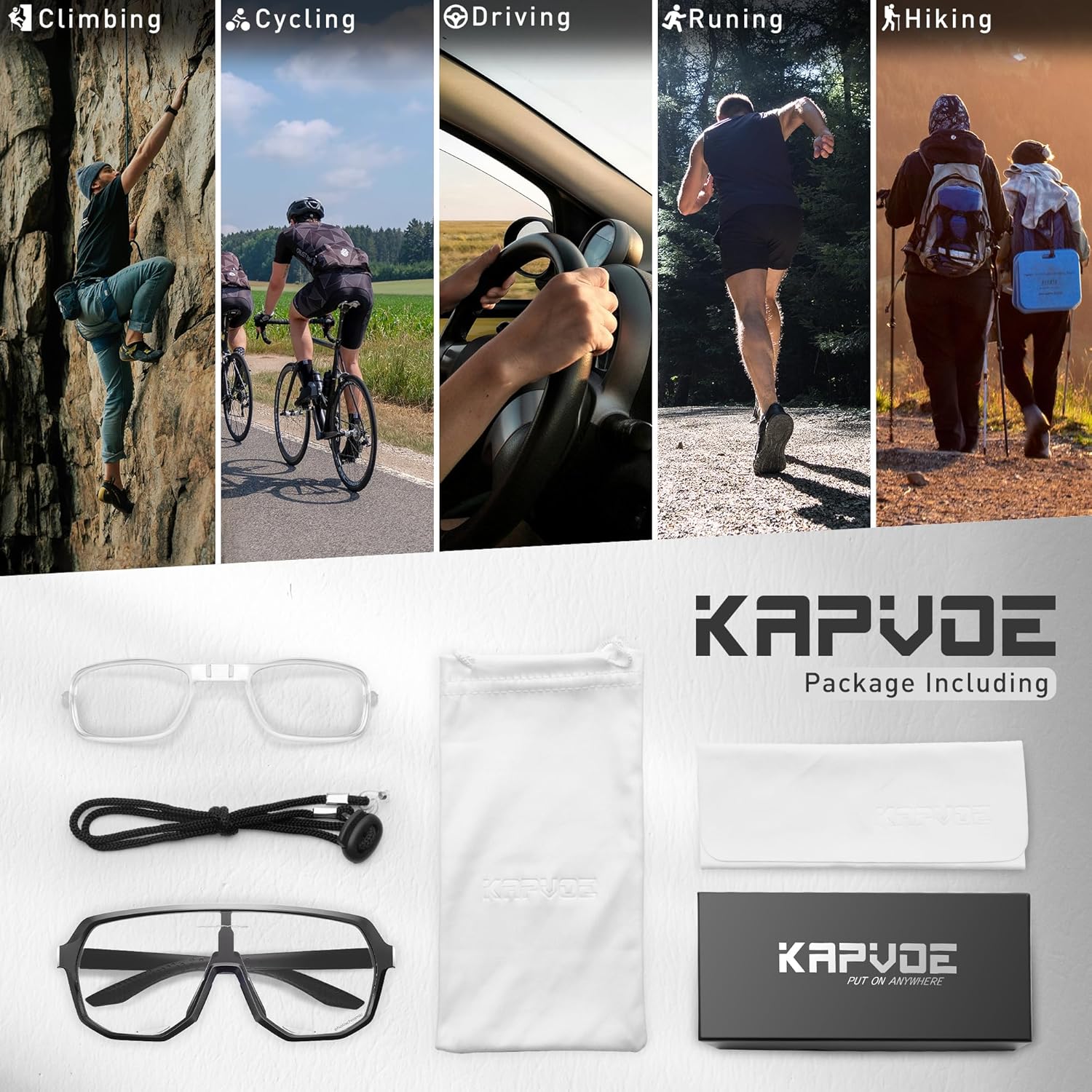 KAPVOE Photochromic Cycling Glasses for Men Women Mountain Bike Sunglasses Sports Goggles UV Protection K63 - Image 6