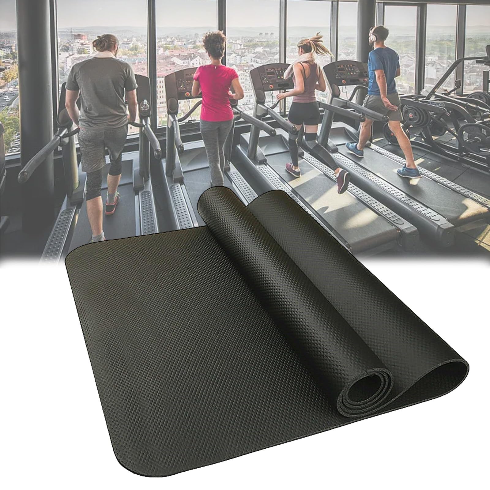 Mata na bieżnię, maty na sprzęt do ćwiczeń, Mata pod bieżnię, mata pod sprzęt fitness i ćwiczenia, antypoślizgowa, odporna na wstrząsy mata podłogowa(120x60cm)