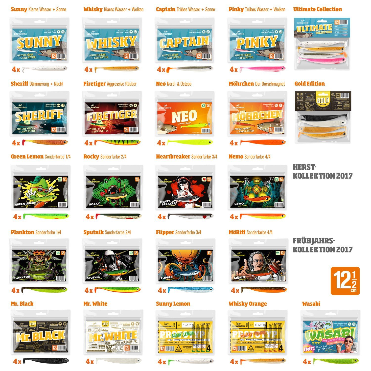 Lieblingsköder Gummifische 12,5 cm – Gummifische 12,5 cm 4er Pack