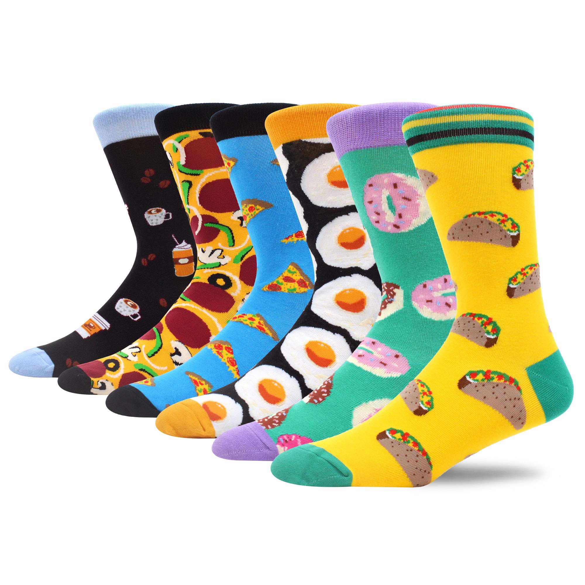 MAKABOWomen's Colorful Funny Novelty Patterned Combed Cotton Crew Socks 6 Packs