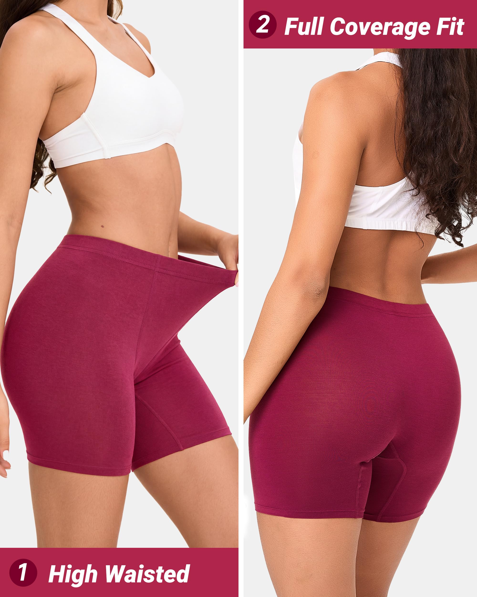 BAMBOO COOL Damen-Boxershorts, Unterwäsche, weiche Stretch-Höschen für Damen, 4 Packungen