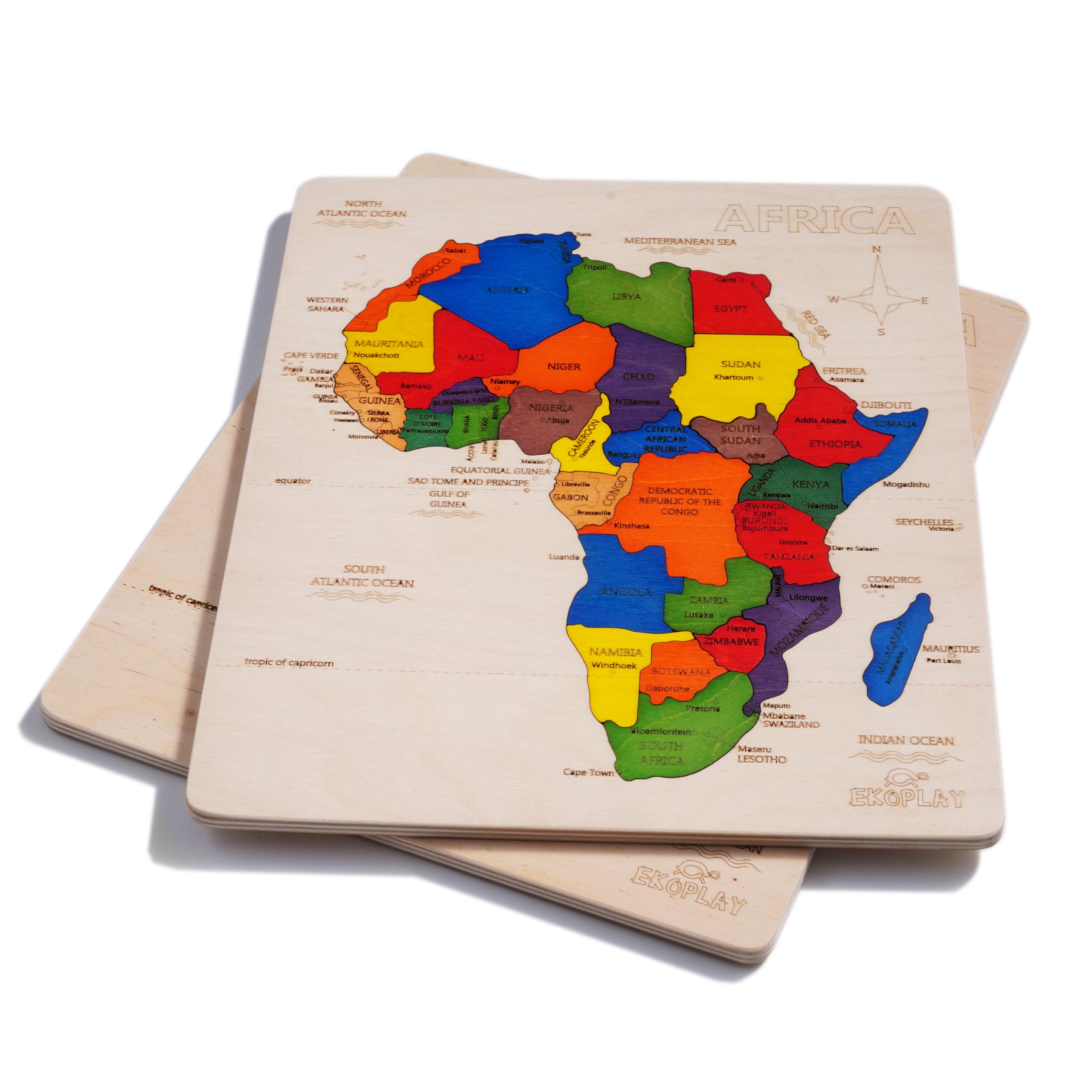 Amazon.com : EKOPLAY's Africa MAP Wooden Puzzle for Kids, 31 Piece